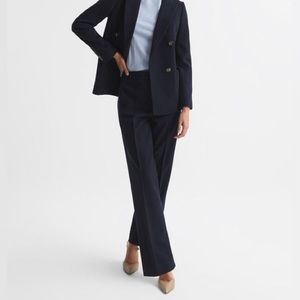REISS Navy Wide-Leg Wool Blend Trousers [4]